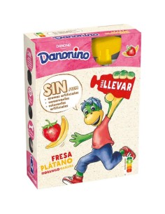 DANONE DANONINO POUCH FRESA PLATANO X4